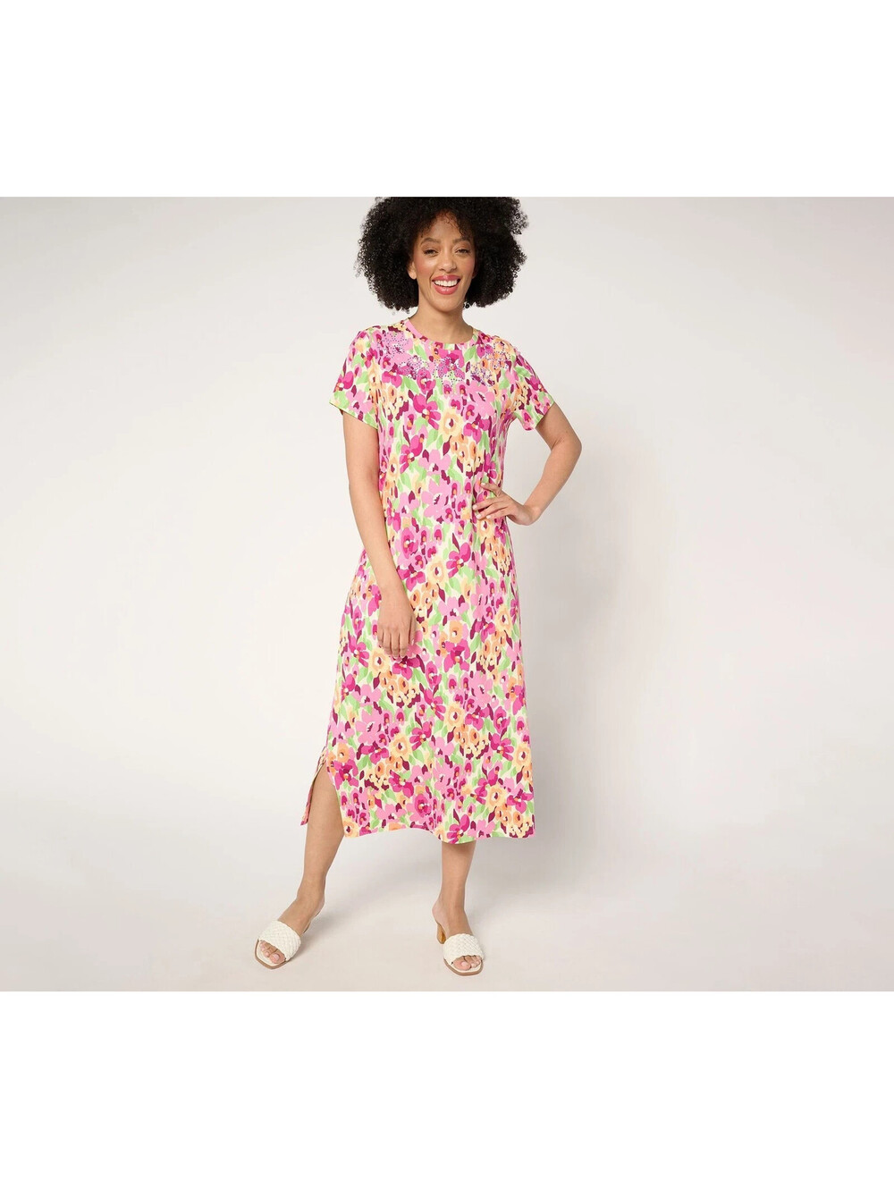 Quacker Factory Women's Dress Sz XS Hello Spring Floral Multi-colored, M    #32C